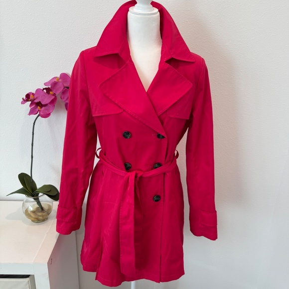 DKNY Women’s Double Breasted Pink Trench/Over Coat/Jacket Size Medium - Picture 6 of 15